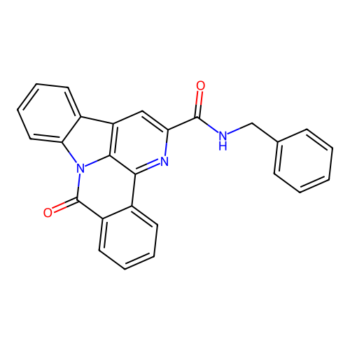 N-Benzyl-9-oxo-9H-benzo[c]indolo[3,2,1-ij][1,5]naphthyridine-2-carboxamide structure