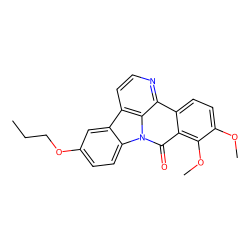 6,7-dimethoxy-12-propoxy-8H-benzo[c]indolo[3,2,1-ij][1,5]naphthyridin-8-one structure