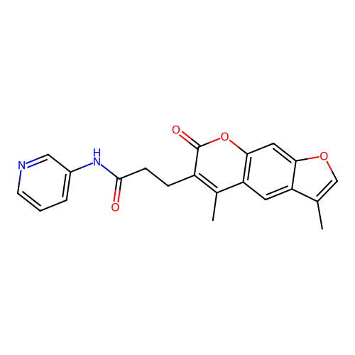 3-(3,5-dimethyl-7-oxo-7H-furo[3,2-g]chromen-6-yl)-N-(pyridin-3-yl)propanamide structure