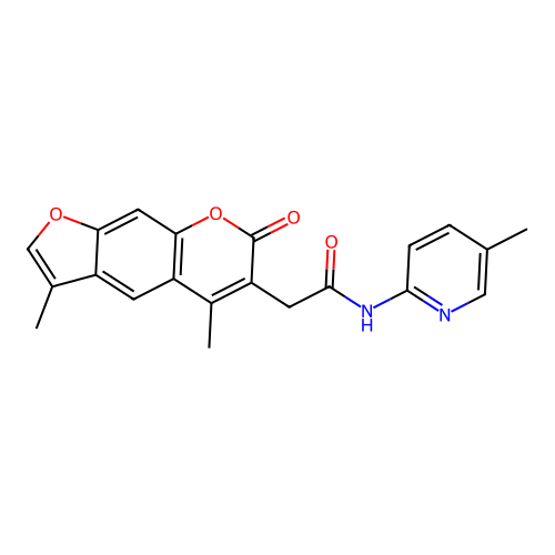 2-(3,5-dimethyl-7-oxo-7H-furo[3,2-g]chromen-6-yl)-N-(5-methylpyridin-2-yl)acetamide structure