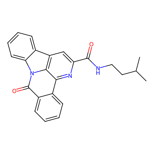 N-isopentyl-8-oxo-8H-benzo[c]indolo[3,2,1-ij][1,5]naphthyridine-2-carboxamide structure