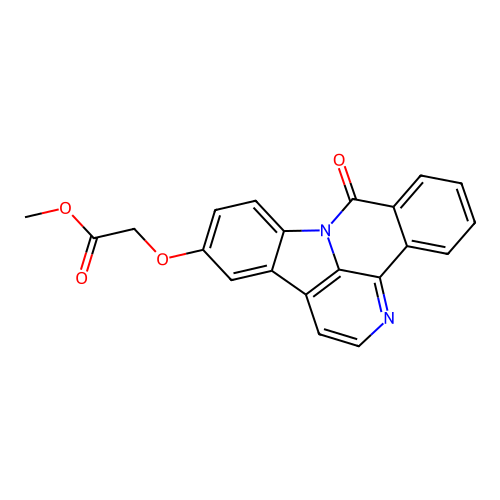 methyl 2-((8-oxo-8H-benzo[c]indolo[3,2,1-ij][1,5]naphthyridin-12-yl)oxy)acetate structure