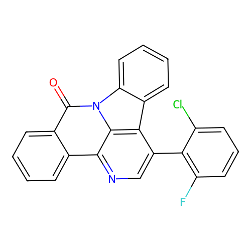 1-(2-chloro-6-fluorophenyl)-8H-benzo[c]indolo[3,2,1-ij][1,5]naphthyridin-8-one structure