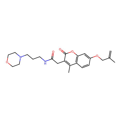 2-(4-methyl-7-((2-methylallyl)oxy)-2-oxo-2H-chromen-3-yl)-N-(3-morpholinopropyl)acetamide structure