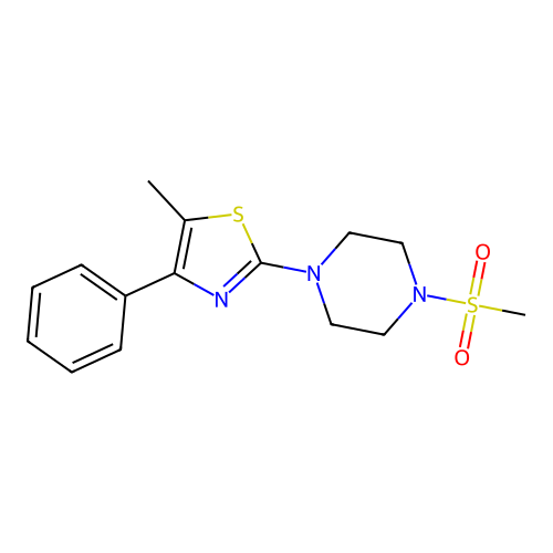 5-Methyl-2-(4-methylsulfonylpiperazin-1-yl)-4-phenyl-1,3-thiazole structure