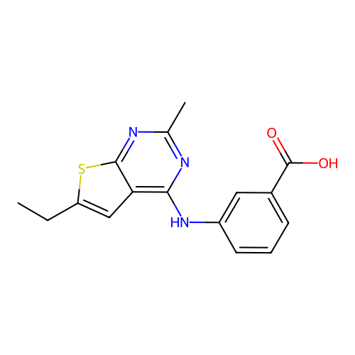 3-((6-Ethyl-2-methylthieno[2,3-d]pyrimidin-4-yl)amino)benzoic acid structure