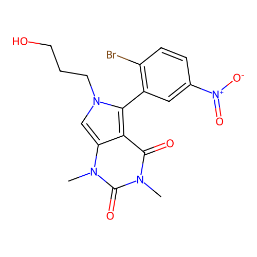 5-(2-bromo-5-nitrophenyl)-6-(3-hydroxypropyl)-1,3-dimethyl-1H-pyrrolo[3,4-d]pyrimidine-2,4(3H,6H)-dione structure