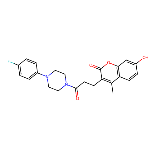 3-(3-(4-(4-fluorophenyl)piperazin-1-yl)-3-oxopropyl)-7-hydroxy-4-methyl-2H-chromen-2-one structure