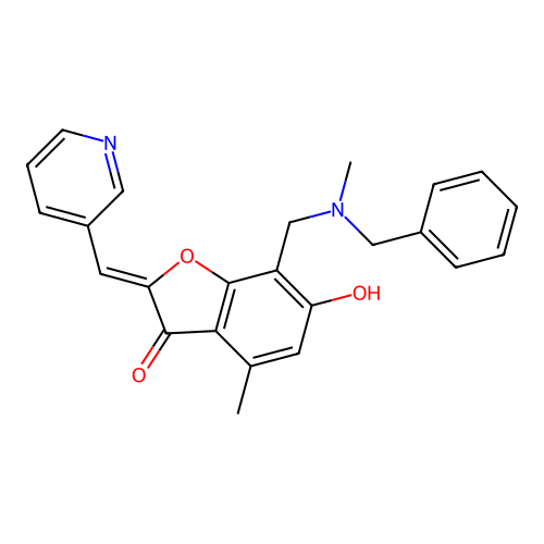 (Z)-7-((benzyl(methyl)amino)methyl)-6-hydroxy-4-methyl-2-(pyridin-3-ylmethylene)benzofuran-3(2H)-one structure