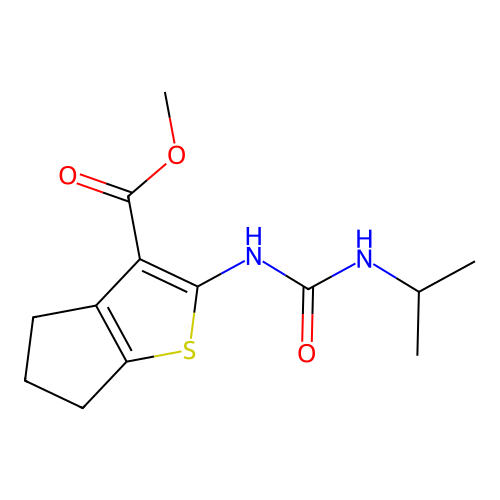 methyl 2-(propan-2-ylcarbamoylamino)-5,6-dihydro-4H-cyclopenta[b]thiophene-3-carboxylate structure
