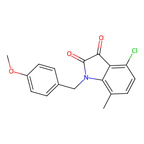 4-chloro-1-(4-methoxybenzyl)-7-methyl-1H-indole-2,3-dione structure