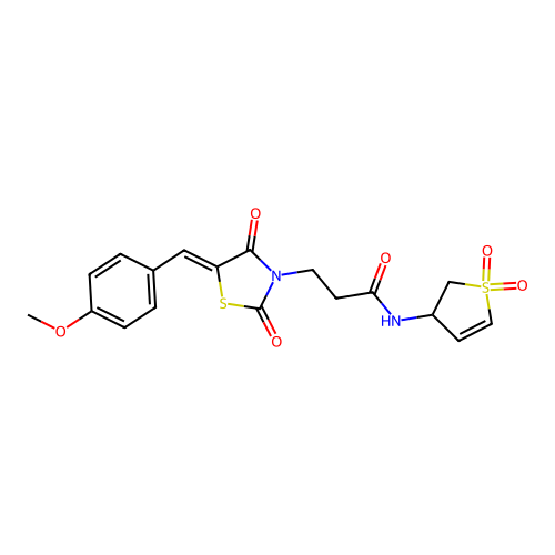 N-(1,1-dioxido-2,3-dihydrothiophen-3-yl)-3-[(5Z)-5-(4-methoxybenzylidene)-2,4-dioxo-1,3-thiazolidin-3-yl]propanamide structure