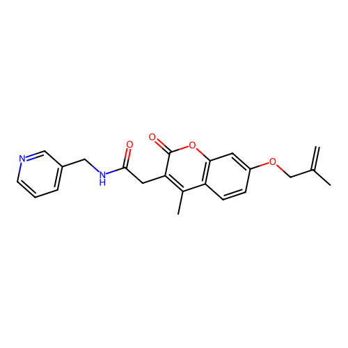 2-(4-methyl-7-((2-methylallyl)oxy)-2-oxo-2H-chromen-3-yl)-N-(pyridin-3-ylmethyl)acetamide structure