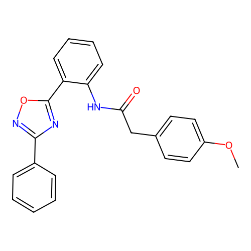 2-(4-methoxyphenyl)-N-[2-(3-phenyl-1,2,4-oxadiazol-5-yl)phenyl]acetamide structure