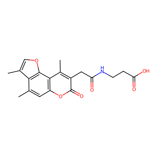 3-(2-(3,4,9-trimethyl-7-oxo-7H-furo[2,3-f]chromen-8-yl)acetamido)propanoic acid structure