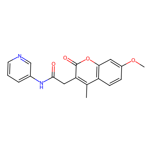 2-(7-methoxy-4-methyl-2-oxo-2H-chromen-3-yl)-N-(pyridin-3-yl)acetamide structure