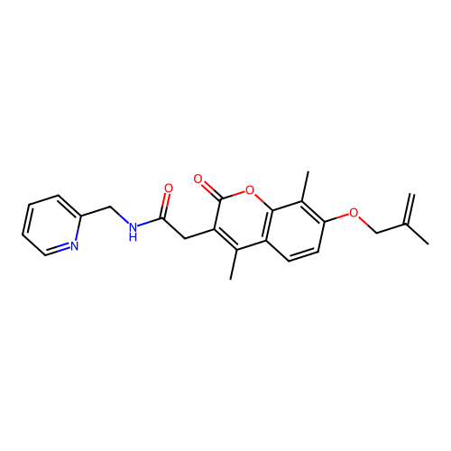 2-(4,8-dimethyl-7-((2-methylallyl)oxy)-2-oxo-2H-chromen-3-yl)-N-(pyridin-2-ylmethyl)acetamide structure