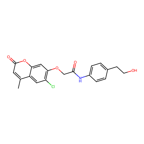 2-((6-chloro-4-methyl-2-oxo-2H-chromen-7-yl)oxy)-N-(4-(2-hydroxyethyl)phenyl)acetamide structure
