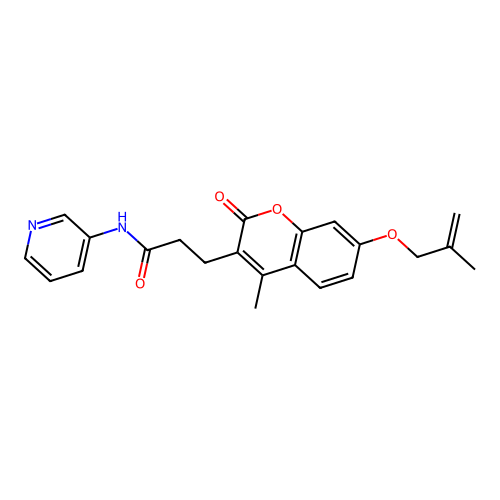 3-(4-methyl-7-((2-methylallyl)oxy)-2-oxo-2H-chromen-3-yl)-N-(pyridin-3-yl)propanamide structure