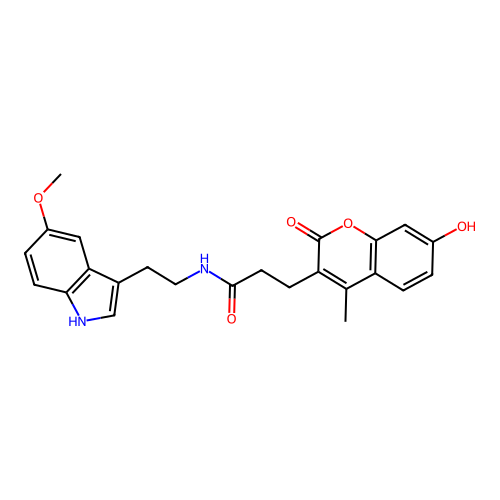 3-(7-hydroxy-4-methyl-2-oxo-2H-chromen-3-yl)-N-(2-(5-methoxy-1H-indol-3-yl)ethyl)propanamide structure