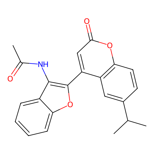 N-{2-[2-oxo-6-(propan-2-yl)-2H-chromen-4-yl]-1-benzofuran-3-yl}acetamide structure