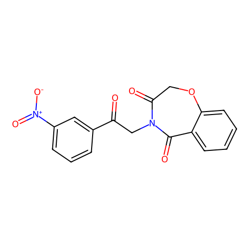 4-(2-(3-nitrophenyl)-2-oxoethyl)benzo[f][1,4]oxazepine-3,5(2H,4H)-dione structure