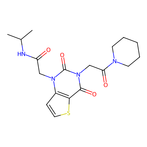 2-(2,4-dioxo-3-(2-oxo-2-(piperidin-1-yl)ethyl)-3,4-dihydrothieno[3,2-d]pyrimidin-1(2H)-yl)-N-isopropylacetamide structure