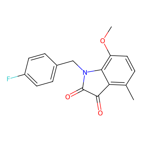 1-(4-fluorobenzyl)-7-methoxy-4-methyl-1H-indole-2,3-dione structure