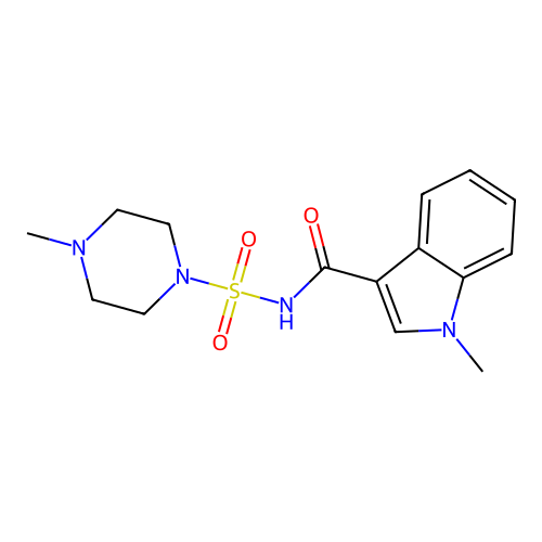 1-methyl-N-((4-methylpiperazin-1-yl)sulfonyl)-1H-indole-3-carboxamide structure