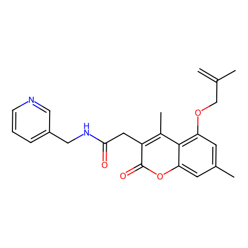 2-(4,7-dimethyl-5-((2-methylallyl)oxy)-2-oxo-2H-chromen-3-yl)-N-(pyridin-3-ylmethyl)acetamide structure