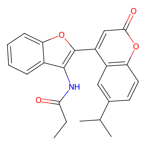 N-{2-[2-oxo-6-(propan-2-yl)-2H-chromen-4-yl]-1-benzofuran-3-yl}propanamide structure
