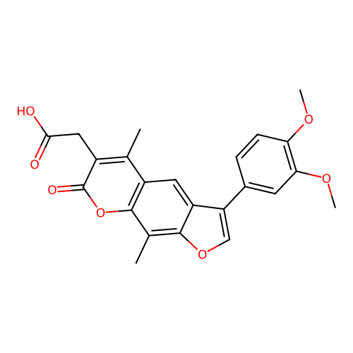 2-(3-(3,4-dimethoxyphenyl)-5,9-dimethyl-7-oxo-7H-furo[3,2-g]chromen-6-yl)acetic acid structure