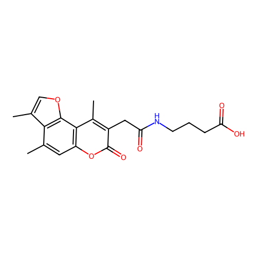 4-(2-(3,4,9-trimethyl-7-oxo-7H-furo[2,3-f]chromen-8-yl)acetamido)butanoic acid structure