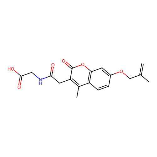 2-(2-(4-methyl-7-((2-methylallyl)oxy)-2-oxo-2H-chromen-3-yl)acetamido)acetic acid structure
