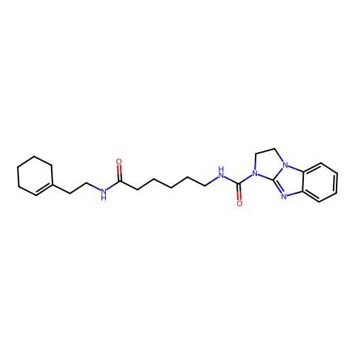 N-(6-((2-(cyclohex-1-en-1-yl)ethyl)amino)-6-oxohexyl)-2,3-dihydro-1H-benzo[d]imidazo[1,2-a]imidazole-1-carboxamide structure