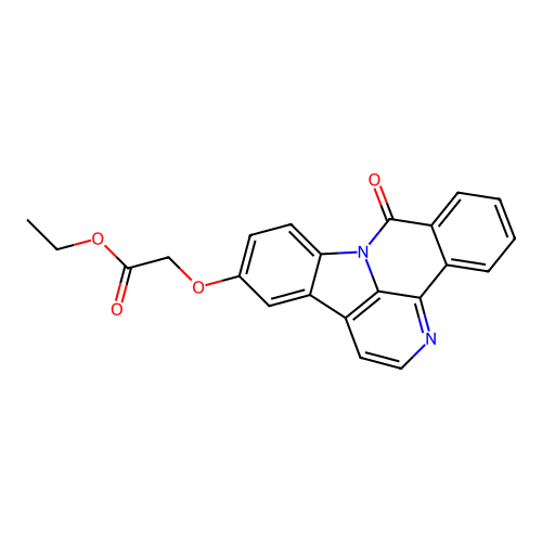 ethyl [(9-oxo-9H-benzo[c]indolo[3,2,1-ij][1,5]naphthyridin-5-yl)oxy]acetate structure