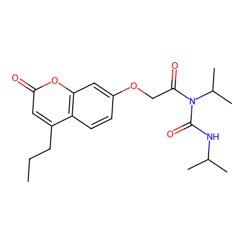 N-isopropyl-N-(isopropylcarbamoyl)-2-((2-oxo-4-propyl-2H-chromen-7-yl)oxy)acetamide structure
