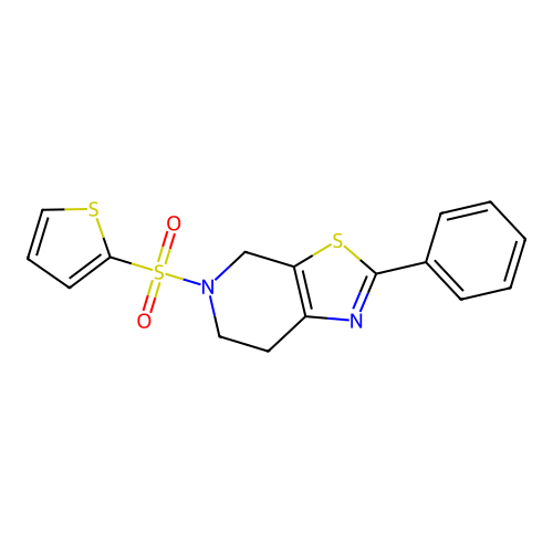 2-phenyl-5-(thiophen-2-ylsulfonyl)-4,5,6,7-tetrahydro[1,3]thiazolo[5,4-c]pyridine structure
