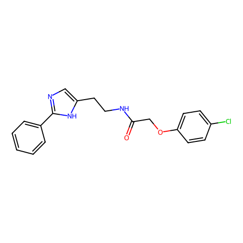 2-(4-chlorophenoxy)-N-[2-(2-phenyl-1H-imidazol-5-yl)ethyl]acetamide structure