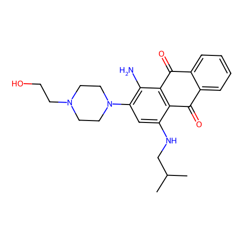 1-amino-2-[4-(2-hydroxyethyl)piperazin-1-yl]-4-(2-methylpropylamino)anthracene-9,10-dione structure