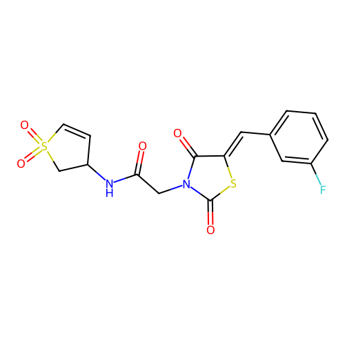 N-(1,1-dioxido-2,3-dihydrothiophen-3-yl)-2-[(5Z)-5-(3-fluorobenzylidene)-2,4-dioxo-1,3-thiazolidin-3-yl]acetamide structure