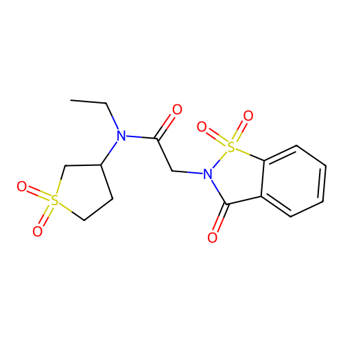 N-(1,1-dioxothiolan-3-yl)-N-ethyl-2-(1,1,3-trioxo-1,2-benzothiazol-2-yl)acetamide structure