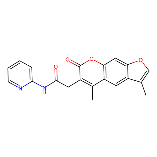 2-(3,5-dimethyl-7-oxo-7H-furo[3,2-g]chromen-6-yl)-N-(pyridin-2-yl)acetamide structure