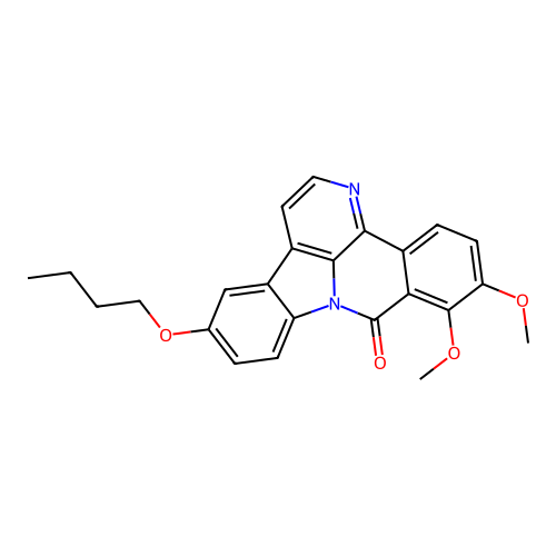 12-butoxy-6,7-dimethoxy-8H-benzo[c]indolo[3,2,1-ij][1,5]naphthyridin-8-one structure