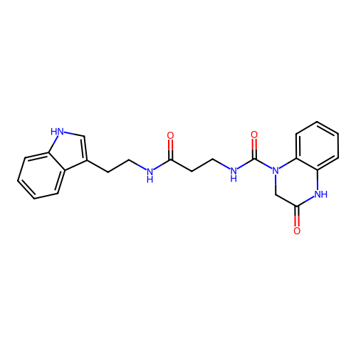 3-hydroxy-N-(3-{[2-(1H-indol-3-yl)ethyl]amino}-3-oxopropyl)quinoxaline-1(2H)-carboxamide structure