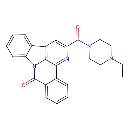 2-(4-ethylpiperazine-1-carbonyl)-8H-benzo[c]indolo[3,2,1-ij][1,5]naphthyridin-8-one structure