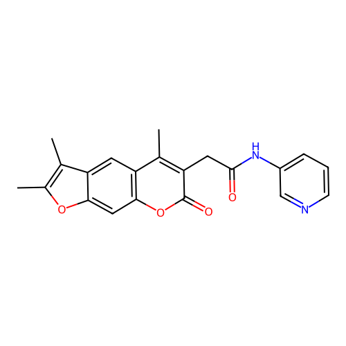 N-(pyridin-3-yl)-2-(2,3,5-trimethyl-7-oxo-7H-furo[3,2-g]chromen-6-yl)acetamide structure