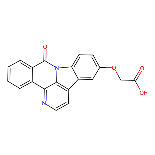 [(9-oxo-9H-benzo[c]indolo[3,2,1-ij][1,5]naphthyridin-5-yl)oxy]acetic acid structure