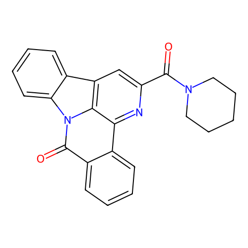 2-(piperidine-1-carbonyl)-8H-benzo[c]indolo[3,2,1-ij][1,5]naphthyridin-8-one structure