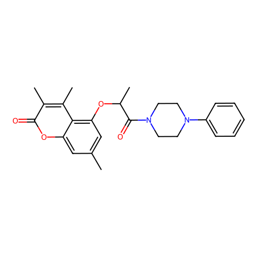3,4,7-trimethyl-5-((1-oxo-1-(4-phenylpiperazin-1-yl)propan-2-yl)oxy)-2H-chromen-2-one structure